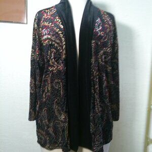 Chico's Venetian Paisley Mandarin Collar Jacket Claret Size 2 (12/14)